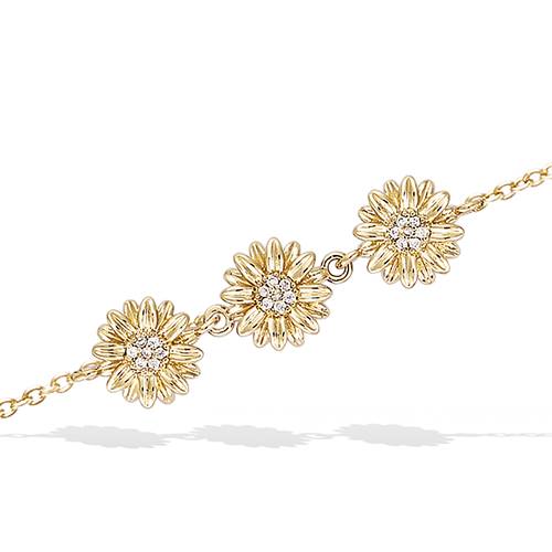 Bracelet trio fleurs oxydes - Plaqué Or