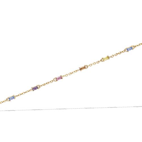 Bracelet ligne couleurs améthystes - Plaqué Or