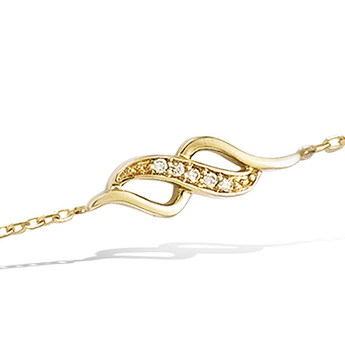 Bracelet plaqué or motif entrelacé oxydes blancs