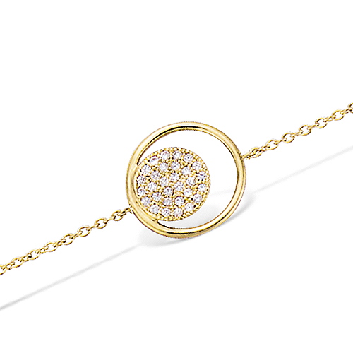 Bracelet pastille ronde pavé oxydes - Plaqué Or