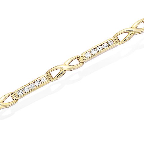 Bracelet entrelacé oxydes blancs - Plaqué Or