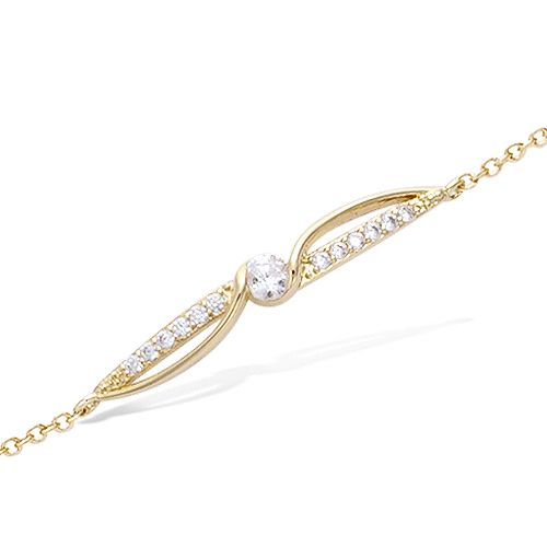 Bracelet croisé oxydes blancs - Plaqué Or