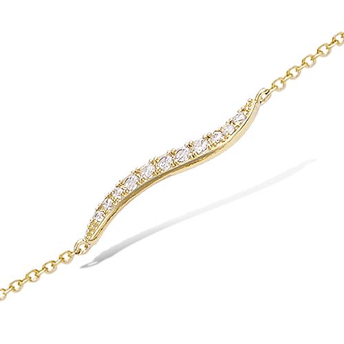 Bracelet feuille pavée oxydes blancs - Plaqué Or