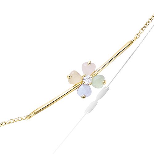 Bracelet fleur multicolore - Plaqué Or