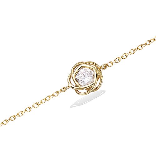 Bracelet noeud lisse oxydes diamètre 9 mm - Plaqué Or