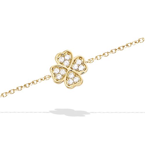 Bracelet trèfle oxydes blancs - Plaqué Or