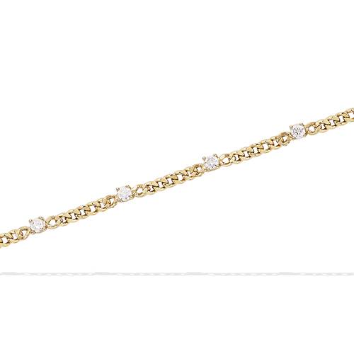 Bracelet chaîne oxydes de zirconium blancs - Plaqué Or