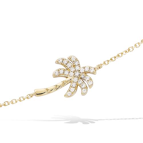 Bracelet palmier oxydes blancs - Plaqué Or