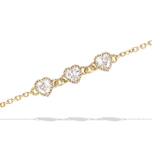 Bracelet - Cœurs - Plaqué Or
