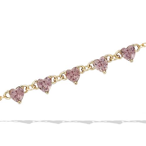 Bracelet cœurs smoky rose - Plaqué Or