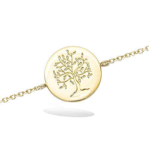 Bracelet médaille ronde arbre de vie - Plaqué Or