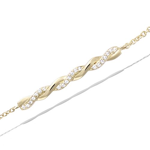 Bracelet tressé oxydes blancs - Plaqué Or