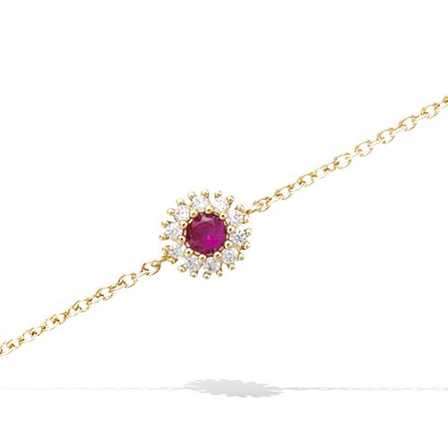 Bracelet rond fuchsia oxydes - Plaqué Or