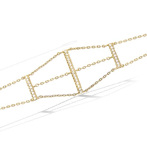 Bracelet 3 baguettes oxydes blancs - Plaqué Or