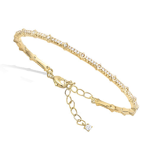 Bracelet jonc losange oxydes blancs - Plaqué Or