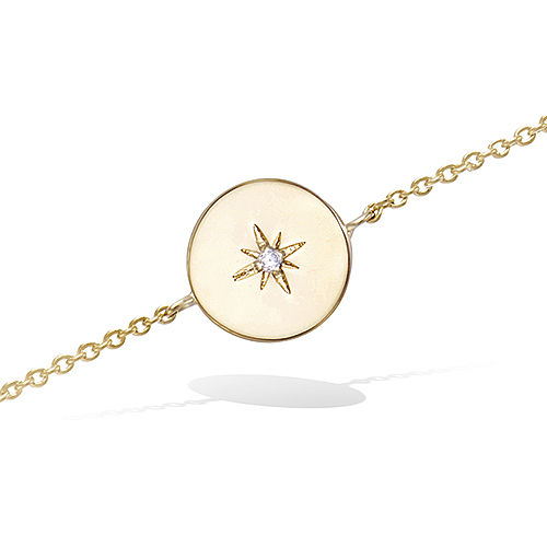 Bracelet pastille étoile oxydes 12 mm - Plaqué Or