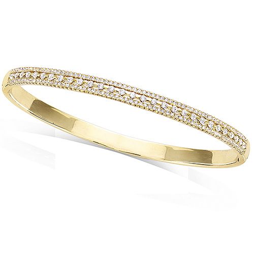 Bracelet jonc oxydes blancs - Plaqué Or