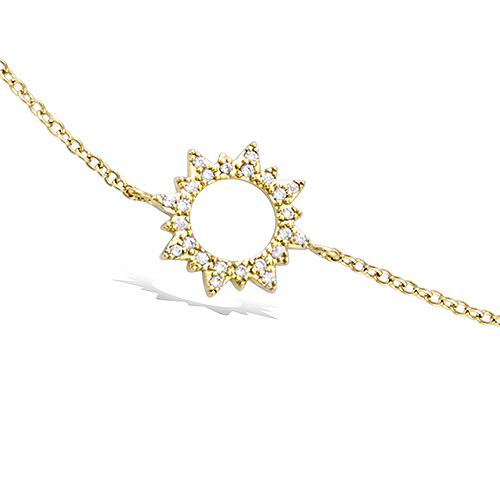 Bracelet soleil oxydes blancs - Plaqué Or