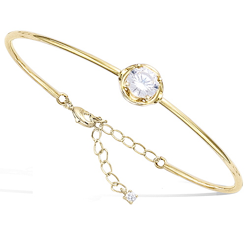 Bracelet jonc oxydes de zirconium blancs - Plaqué Or