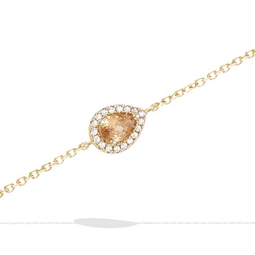 Bracelet goutte champagne oxydes blancs - Plaqué Or