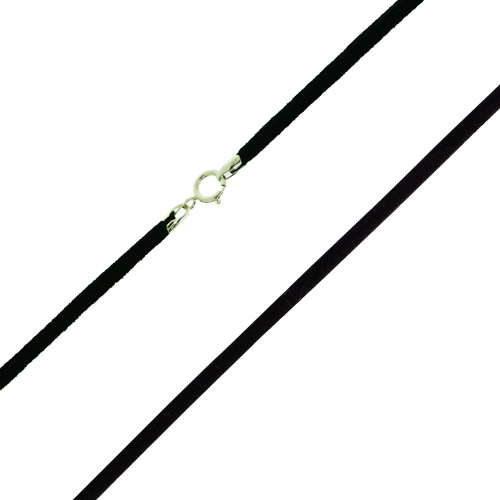Collier cordon noir 48 cm - Argent 925