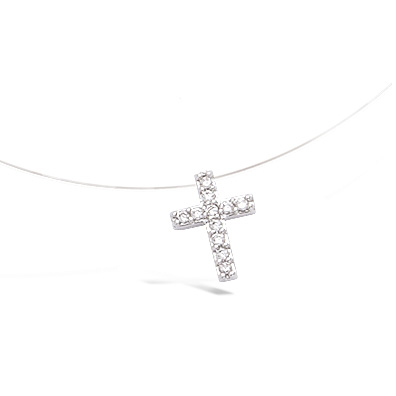 Collier croix en oxydes blancs - Argent 925