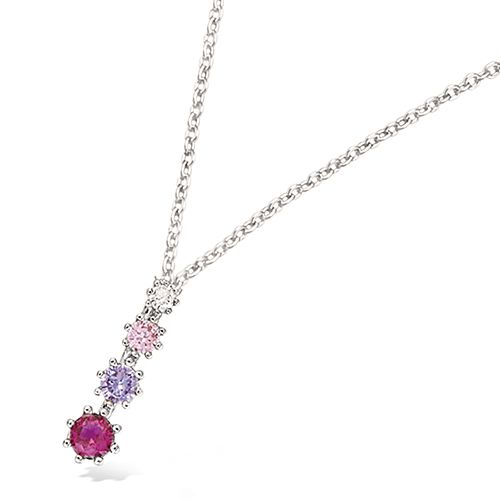 Collier motif décroissant rose - Argent 925