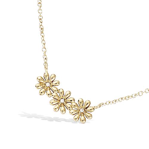 Collier trio fleurs - Plaqué Or