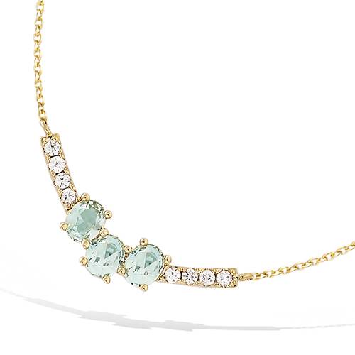 Collier trio pierres bleues pastel - Plaqué Or
