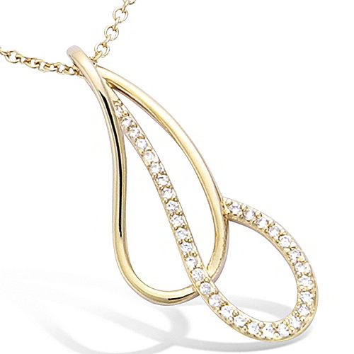 Pendentif goutte évidée croisée - Plaqué Or