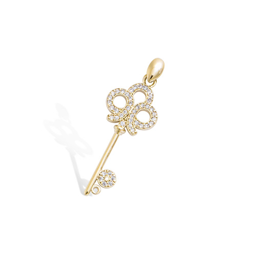 Pendentif clé oxydes blancs - Plaqué Or