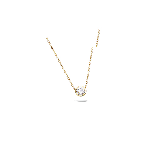 Collier solitaire serti clos diamètre 5 mm - Plaqué Or