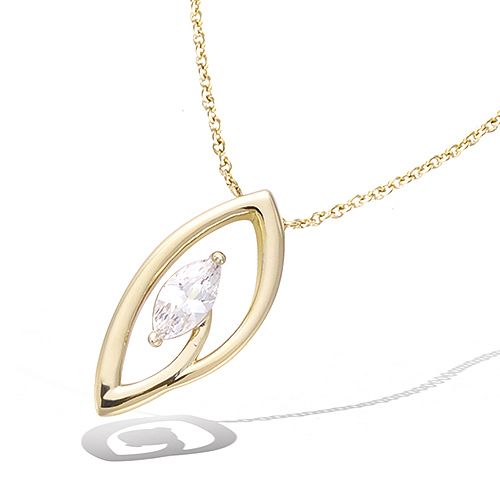 Collier amande oxyde blanc - Plaqué Or