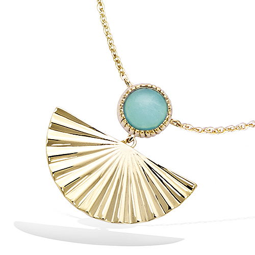 Collier éventail amazonite - Plaqué Or