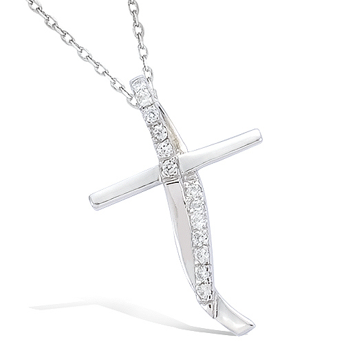 Pendentif croix en argent 925 - Oxyde de zirconium