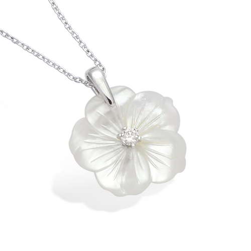 Pendentif fleur nacrée avec oxydes - Argent 925