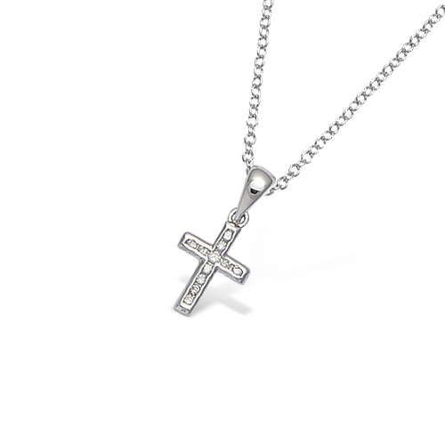 Pendentif croix oxydes blancs - Argent 925