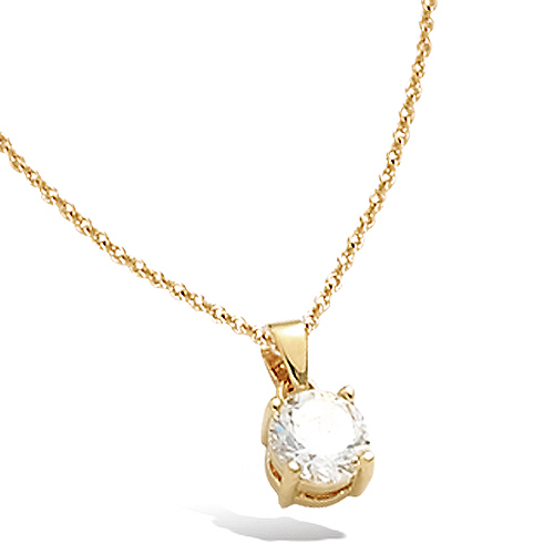 Pendentif rond oxyde blanc diamètre 7 mm - Plaqué Or