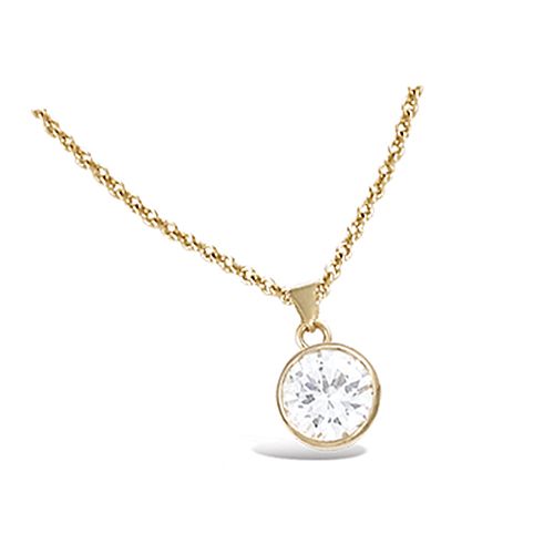 Pendentif solitaire rond diamètre 6 mm oxydes de zirconium - Plaqué Or