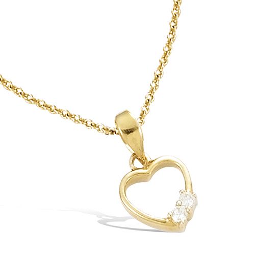 Pendentif coeur oxydes blancs - Plaqué Or