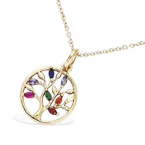 Pendentif cercle arbre de vie - Plaqué Or