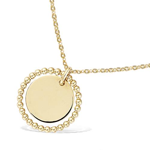 Pendentif disque lisse en plaqué or