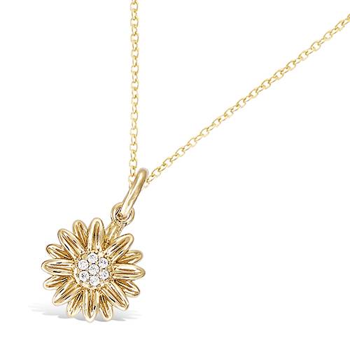 Pendentif fleur de tournesol oxydes blancs - Plaqué Or