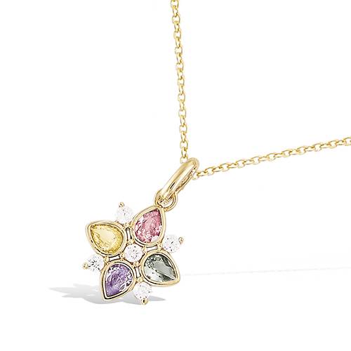 Pendentif fleur pastel oxydes - Plaqué Or