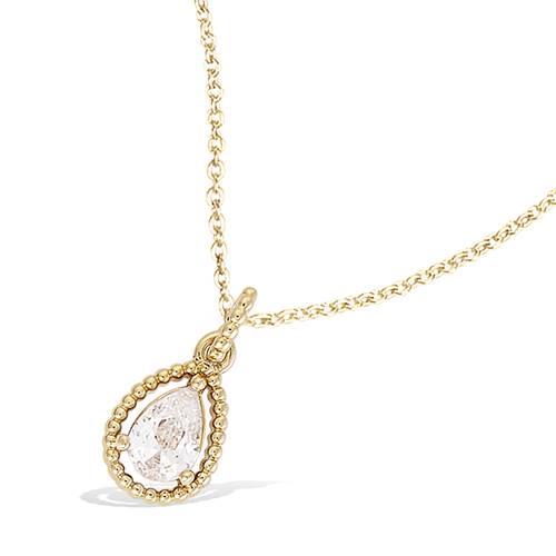 Pendentif goutte oxyde blanc - Plaqué Or
