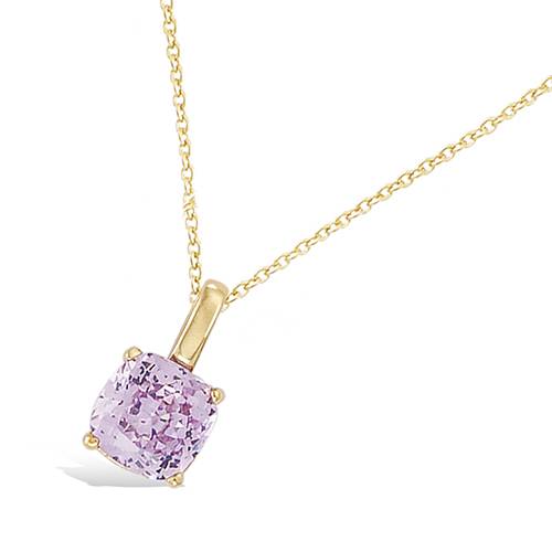 Pendentif oxyde lavande serti griffes - Plaqué Or