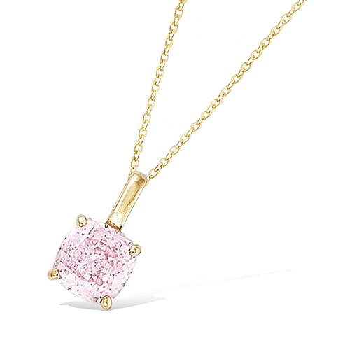 Pendentif rose oxyde serti griffes - Plaqué Or