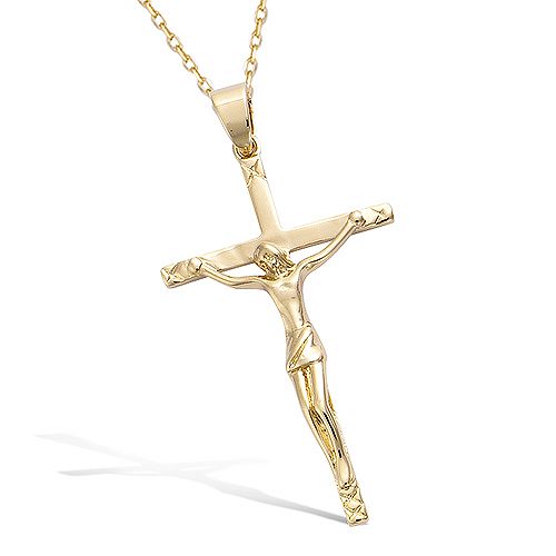 Pendentif croix Jésus - Plaqué Or