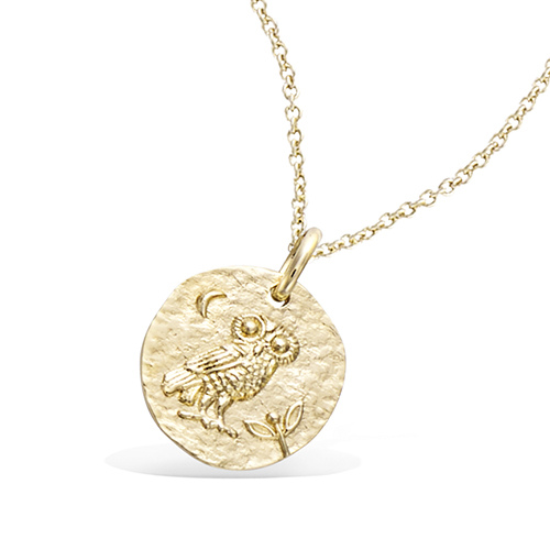 Pendentif hibou finition antique - Plaqué Or