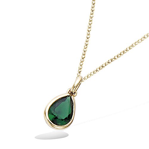 Pendentif goutte émeraude - Plaqué Or